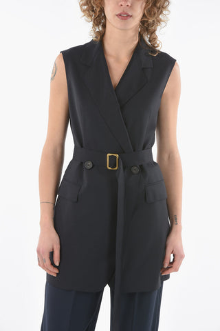 Linen Double-breasted HARMONY Vest with Belt