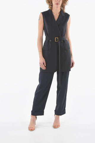 Linen Double-breasted HARMONY Vest with Belt
