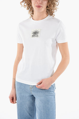 Crew Neck Cotton T-Shirt with Logo Patch