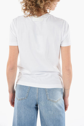 Crew Neck Cotton T-Shirt with Logo Patch