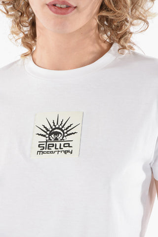 Crew Neck Cotton T-Shirt with Logo Patch