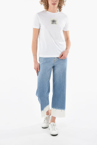 Crew Neck Cotton T-Shirt with Logo Patch