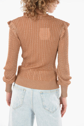 Lurex Crewneck Sweater with Ruches