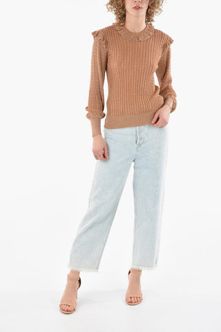 Lurex Crewneck Sweater with Ruches