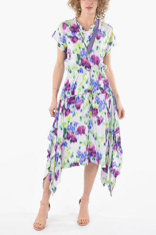 Vestito Flare Floreale in Viscosa con Coulisse in Vita e Dettaglio Zip