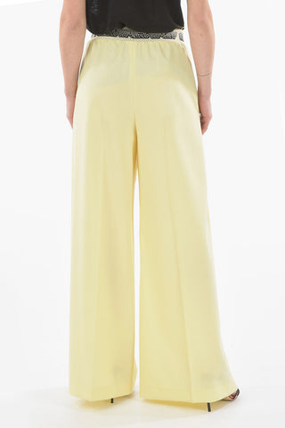 Logoed Elastic Waistband Wool Palazzo Pants