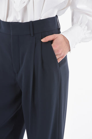 Double-pleated Slouchy Pants with Cuffed Ankles