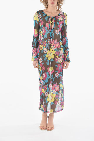 Long-sleeved Floral Patterend Maxi Dress