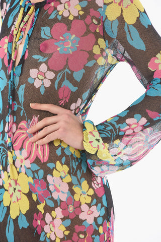 Long-sleeved Floral Patterend Maxi Dress