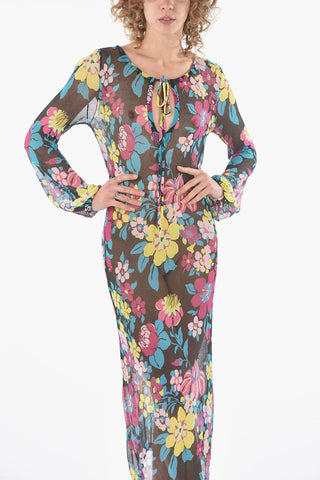 Long-sleeved Floral Patterend Maxi Dress