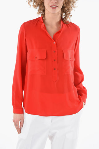 Mandarin Collar Silk Saharan Shirt