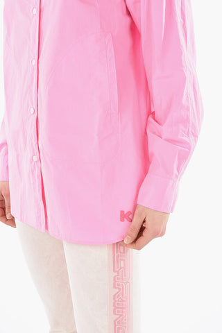 Camicia in Popeline di Cotone con Tasche Laterali