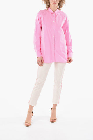 Camicia in Popeline di Cotone con Tasche Laterali