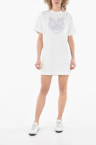 Boxy Fit T-shirt Dress with Embroidered TIGER CREST Logo