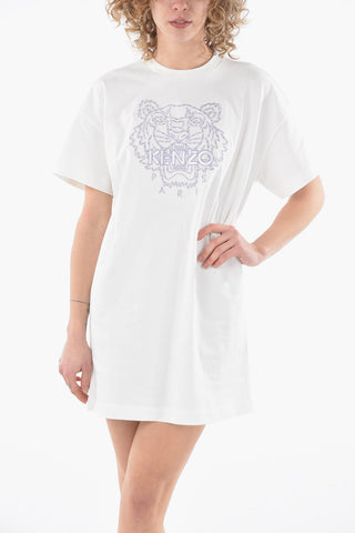 Boxy Fit T-shirt Dress with Embroidered TIGER CREST Logo