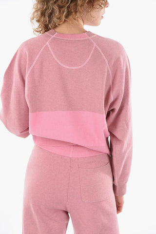 Wool-blend Cropped Sweatshirt with Embroidered Lettering Logo