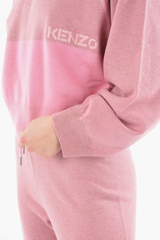Wool-blend Cropped Sweatshirt with Embroidered Lettering Logo