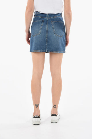 Minigonna SANGAY in Denim con Logo Ricamato
