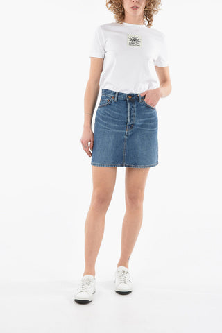 Minigonna SANGAY in Denim con Logo Ricamato