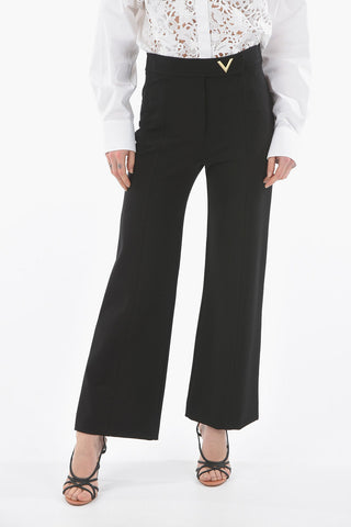 Pantaloni Palazzo Elasticizzati A Vita Alta