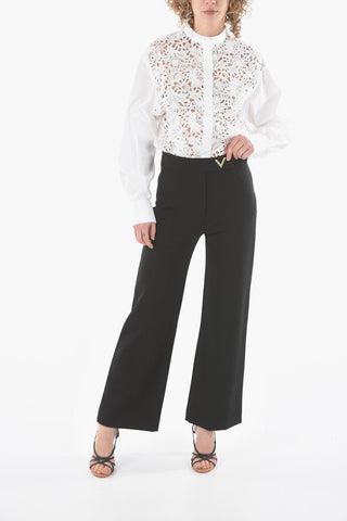 Pantaloni Palazzo Elasticizzati A Vita Alta