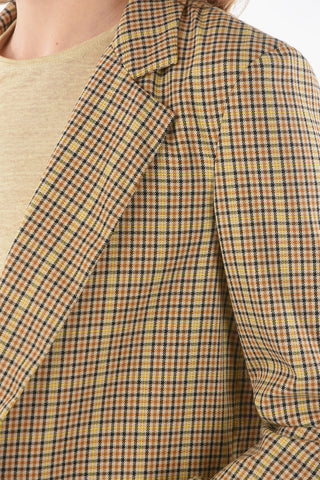 Lined Gun Club Checked Blazer with Flap Pockets