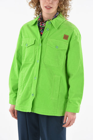 Velour Saharian Overshirt with TIGER CREST Logo Patch