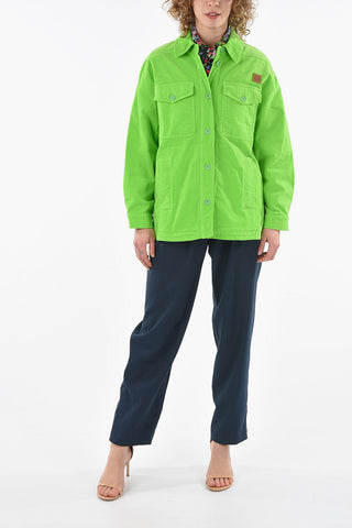 Velour Saharian Overshirt with TIGER CREST Logo Patch