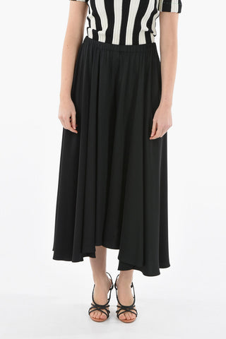 Wide Leg Elastic-Waisted Palazzo Trousers