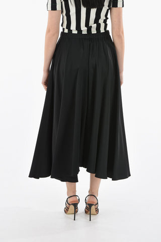Wide Leg Elastic-Waisted Palazzo Trousers