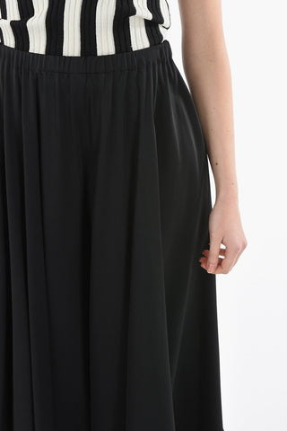 Wide Leg Elastic-Waisted Palazzo Trousers