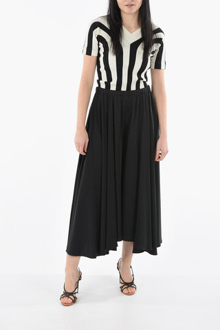 Wide Leg Elastic-Waisted Palazzo Trousers