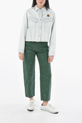 Overshirt Crop in Denim con Orlo Sfrangiato