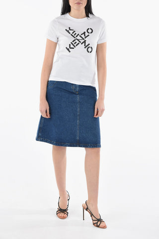 Crewneck T-shirt with Lettering Logo Print