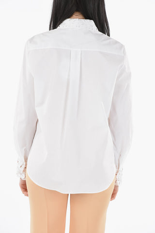 Poplin Cotton Shirt with Broderie Anglaise Detailing