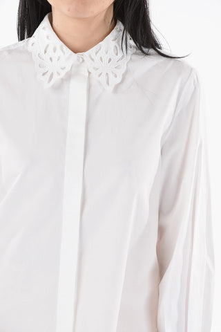 Poplin Cotton Shirt with Broderie Anglaise Detailing