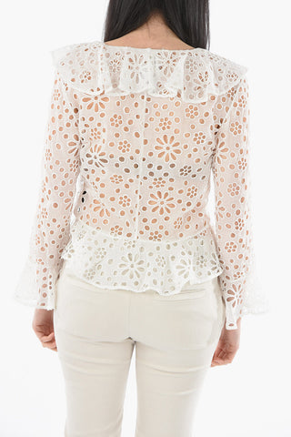 Front Buttoned Ruched Sangallo Top