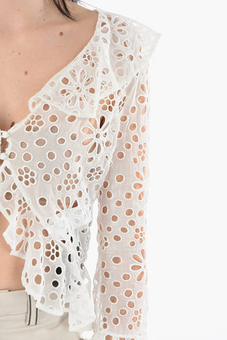 Front Buttoned Ruched Sangallo Top