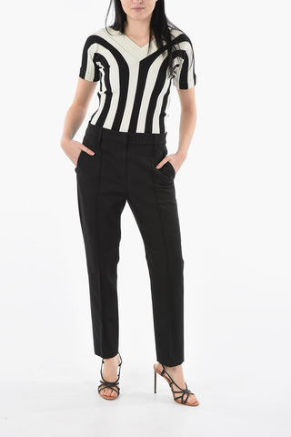 Cigarette Silhouette Trousers with Back Jewelry