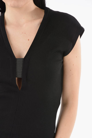 Ribbed Cap Sleeve Long Dress