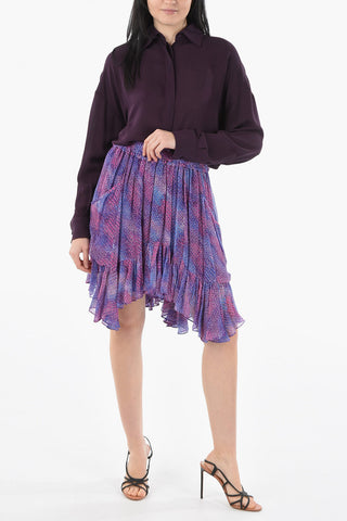 Crepe-Silk AVIVIANE Flared Skirt with Ruffled Hem