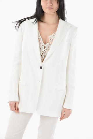 flax center vent peak lapel BERTHA 2-button blazer