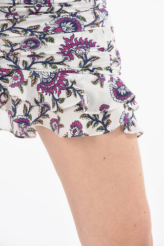 Silk-blend MILENDI Floral Miniskirt with Gathering Detailing