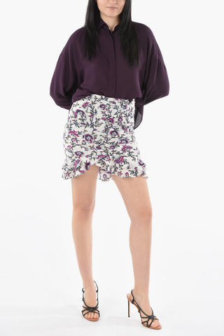 Silk-blend MILENDI Floral Miniskirt with Gathering Detailing