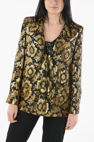 Patch Pockets Floral Patterned Lurex Blazer