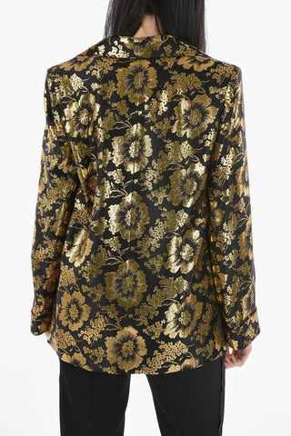 Patch Pockets Floral Patterned Lurex Blazer