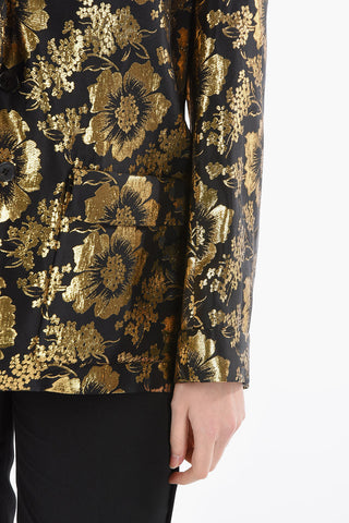 Patch Pockets Floral Patterned Lurex Blazer