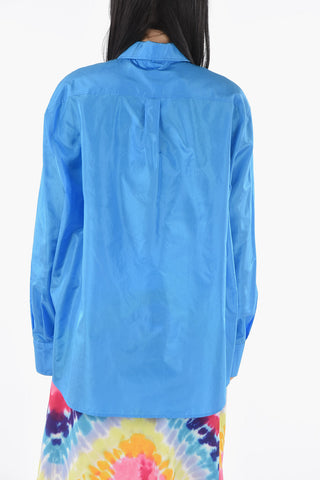 Solid Color Silk Shirt with Ribbon