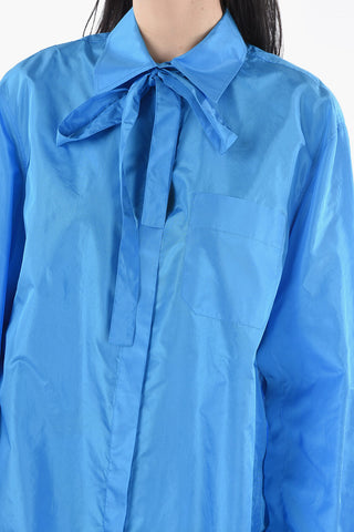 Solid Color Silk Shirt with Ribbon