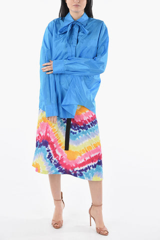 Solid Color Silk Shirt with Ribbon